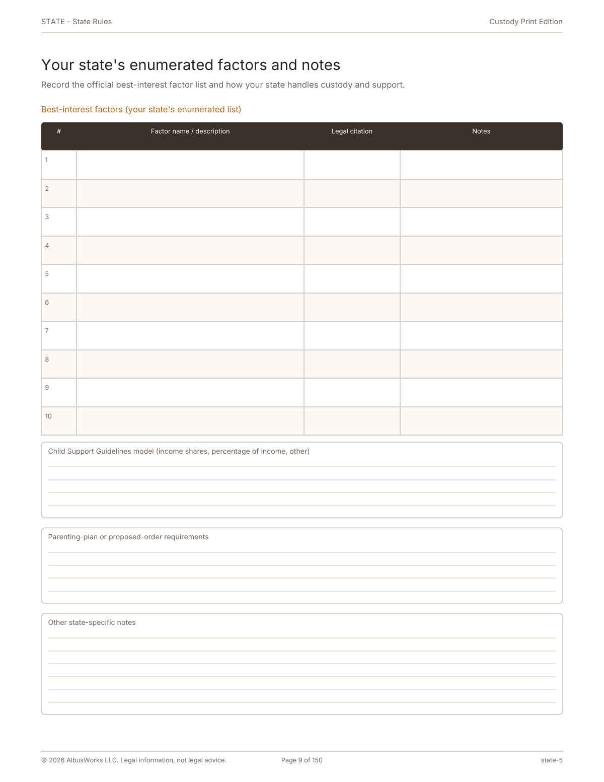 State factors and notes