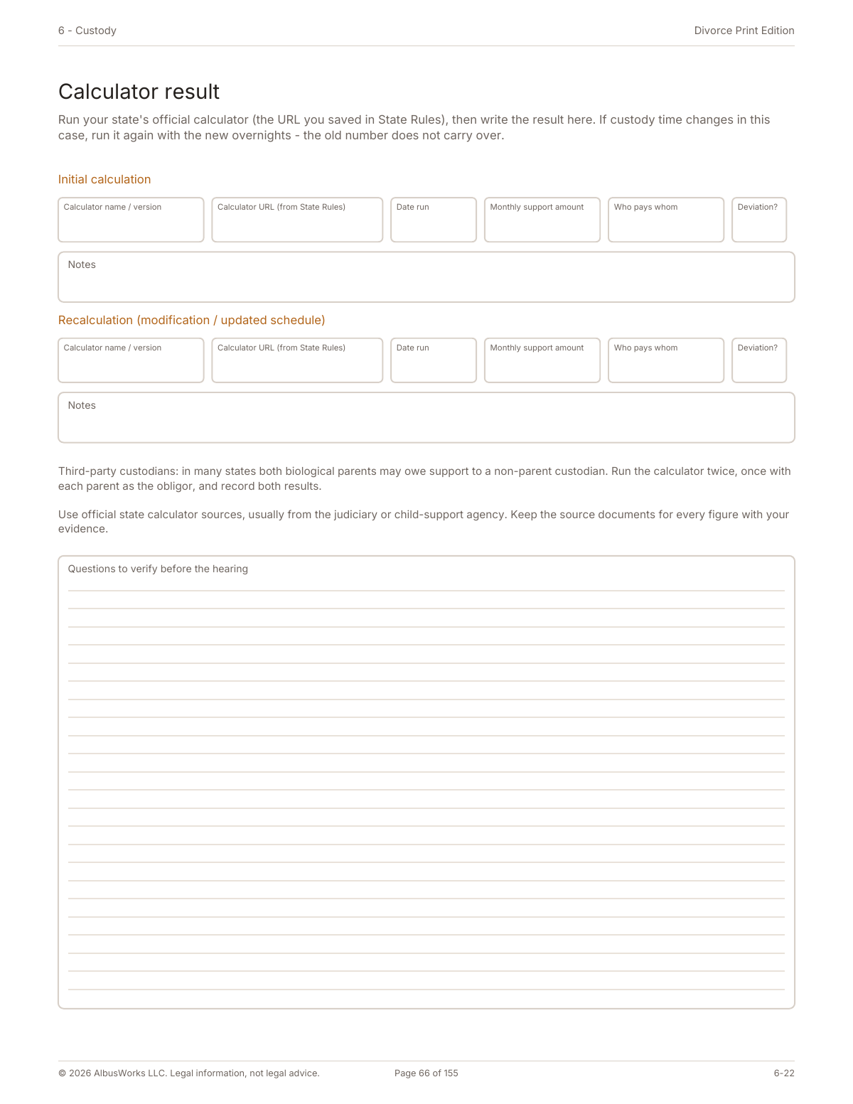 Calculator result worksheet