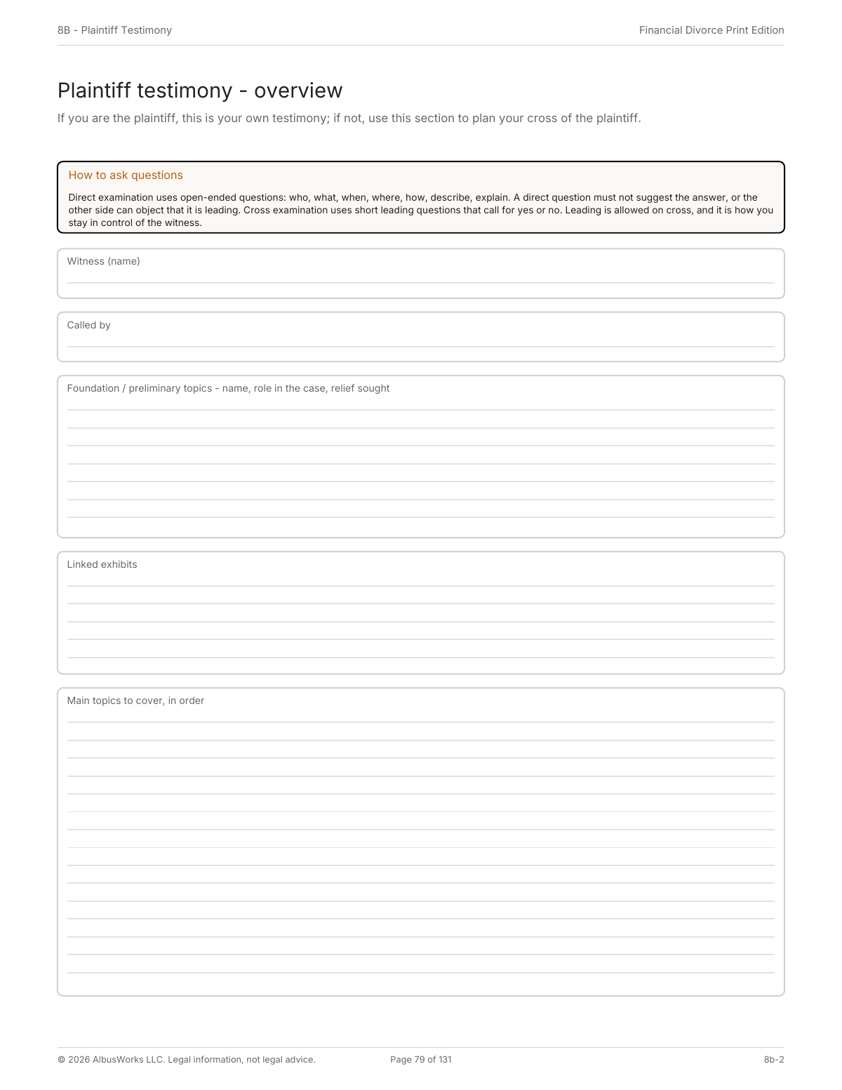 Testimony planning